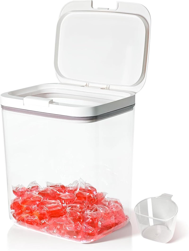 Gute Laundry Pod Holder with Lid - 186oz Sealed Automatic Pop-Up Dispenser, Laundry & Dishwasher Pods for Laundry Room Organization-5.5L - Image 1